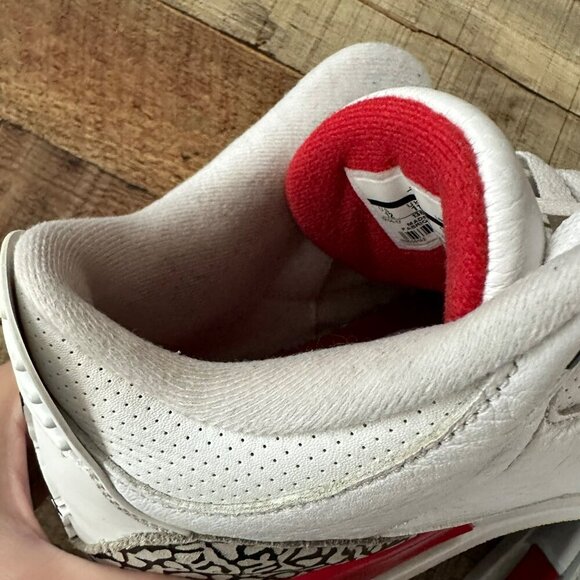 Jordan 3 Retro Hall of fame white red black mens -12 - Picture 8 of 13